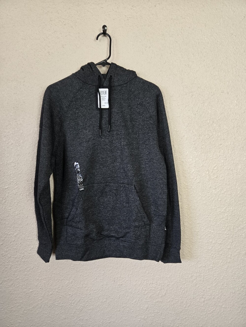 CSG Mens Black Marl Pullover Hoodie Sweatshirt Size Small New With Tags #2C527